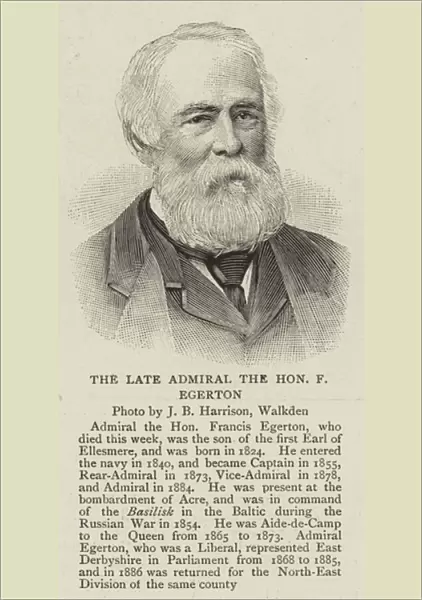 The Late Admiral the Honourable F Egerton (engraving)
