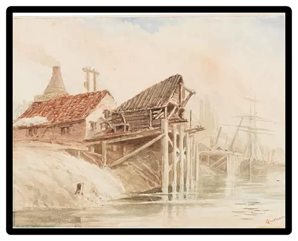 Old Coal Shipping Staithes near Wallsend (pencil & w  /  c on paper pasted on card)