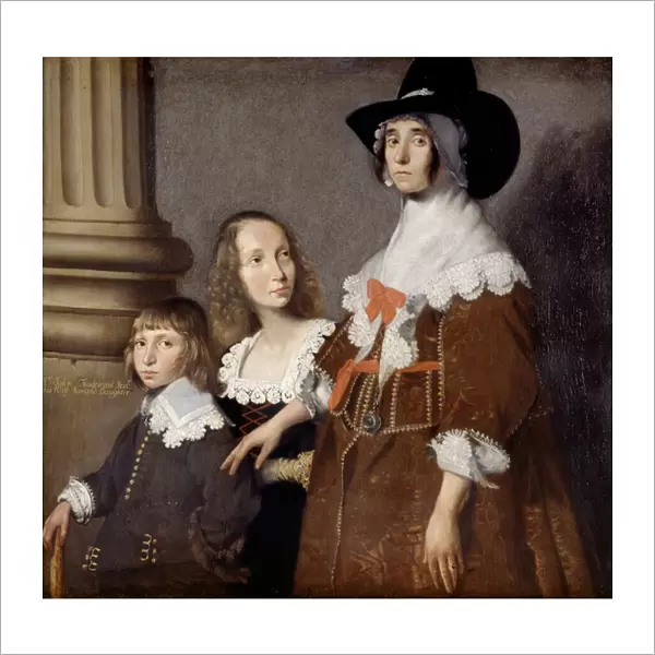 Hester Tradescant and her Stepchildren, John and Frances, c. 1644 (oil on canvas)