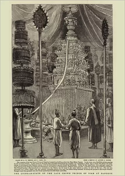 The Lying-in-State of the Late Crown Prince of Siam at Bangkok (engraving)