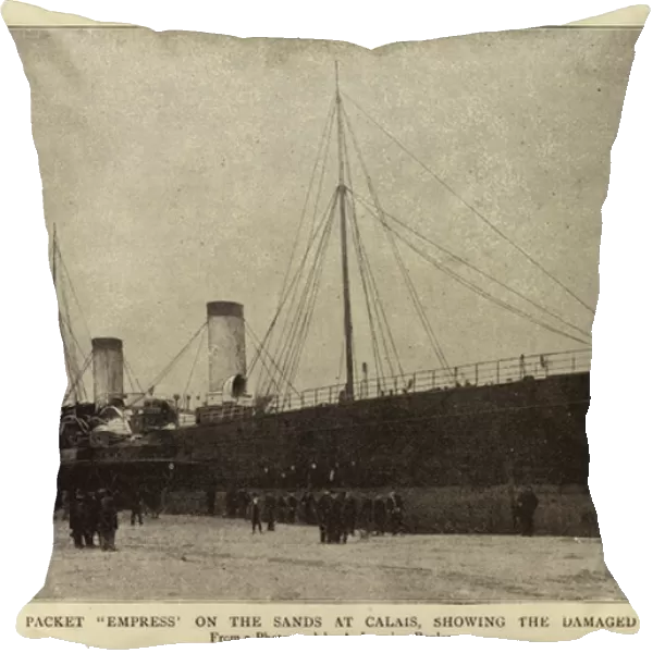 The Dover Packet 'Empress'on the Sands at Calais, showing the Damaged Paddle-box (engraving)
