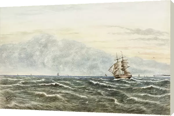 Shipping Scene off Tynemouth (watercolour, bodycolour and pencil on paper)