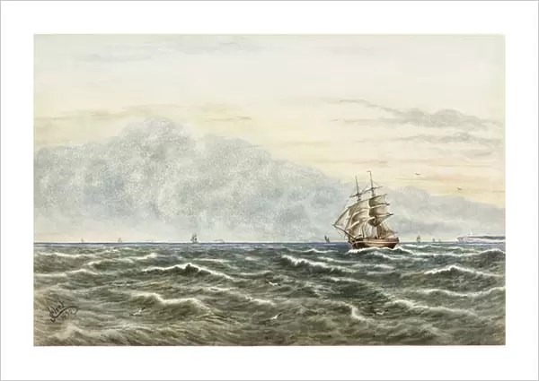 Shipping Scene off Tynemouth (watercolour, bodycolour and pencil on paper)