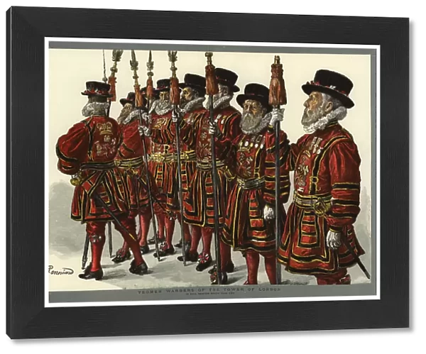 Yeomen Warders of the Tower of London (colour litho)