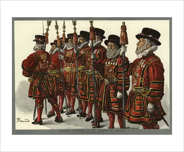Yeomen Warders of the Tower of London (colour litho)