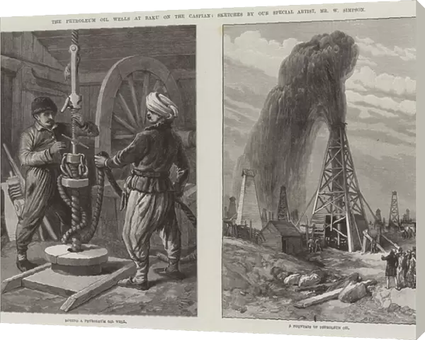 The Petroleum Oil Wells at Baku on the Caspian (engraving)