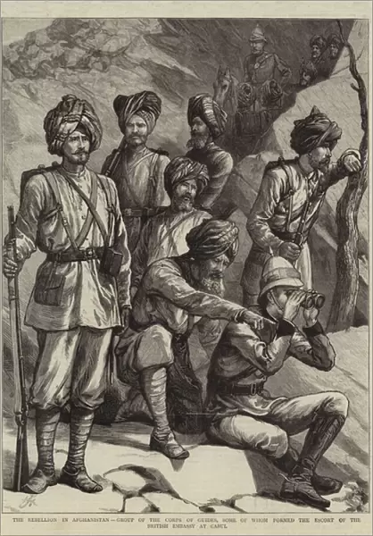The Rebellion in Afghanistan, Group of the Corps of Guides, Some of whom formed the Escort of the British Embassy at Cabul (engraving)