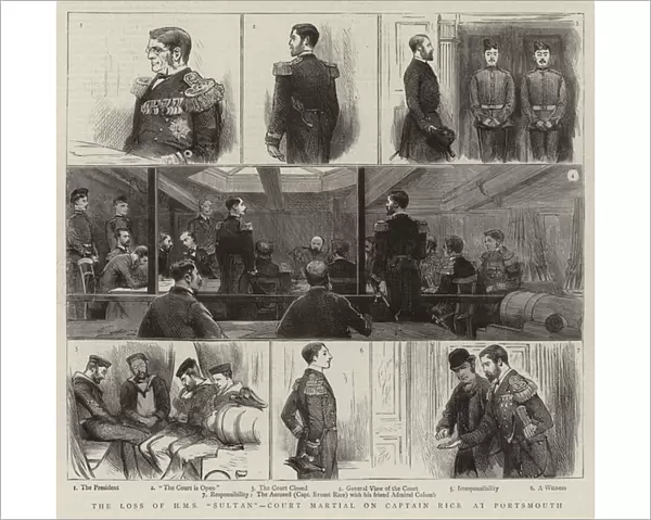The Loss of HMS 'Sultan', Court Martial on Captain Rice at Portsmouth (engraving)