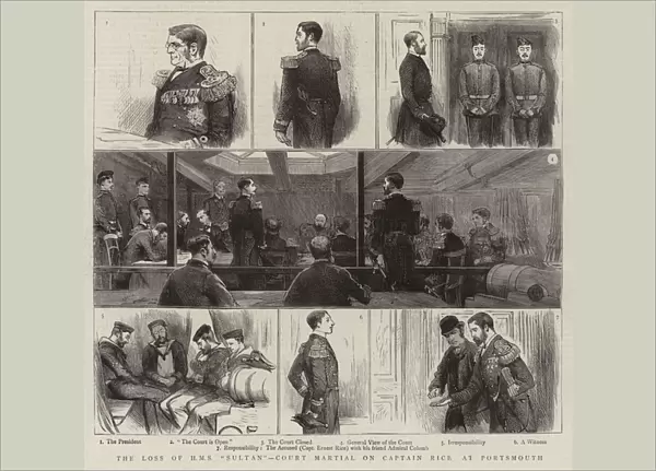 The Loss of HMS 'Sultan', Court Martial on Captain Rice at Portsmouth (engraving)
