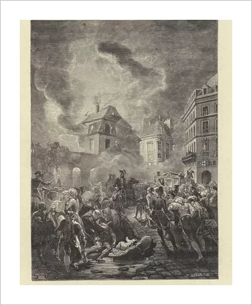Incendie de l Opera, Palais-Royal, en 1781 (engraving)