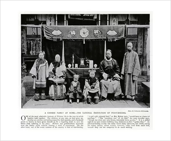 A Chinese family at home, the National Institution of Foot-Binding (b  /  w photo)
