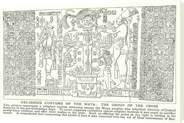 Religious customs of the Maya, the group of the Cross (litho)