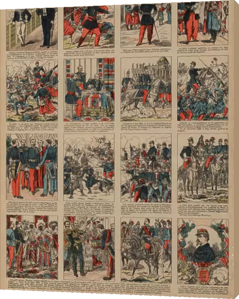 Career of French general Alfred Chanzy (coloured engraving)