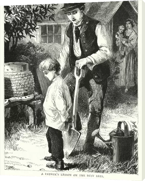 A Fathers Lesson on the Busy Bees (engraving)