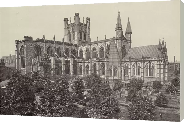 Chester: The Cathedral, from City Walls (litho)
