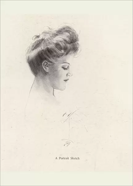 Portrait of a woman in profile (litho)
