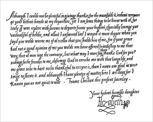 Letter from Queen Elizabeth I to Catherine Parr (engraving)