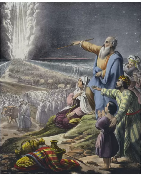 The passage of the Red Sea (coloured engraving)