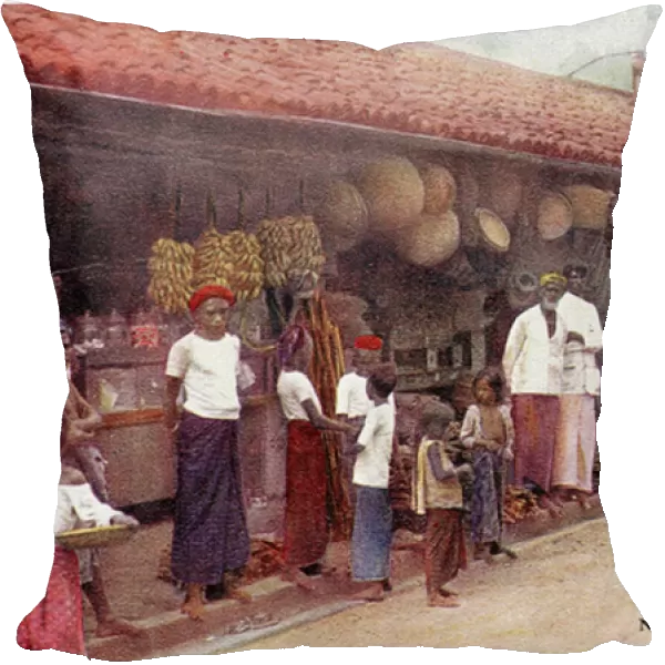 Native Boutique or Shop, Ceylon, c. 1900-20 (hand-coloured photograph)