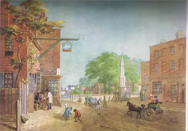 Tottenham Village in 1822 (colour litho)