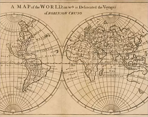 A Map of the World on which is Delineated the Voyage of Robinson Crusoe