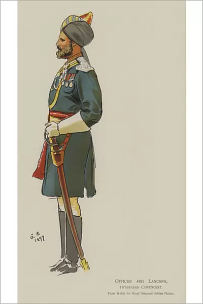 Officer 3rd Lancers, Hyderabad Contingent (colour litho)