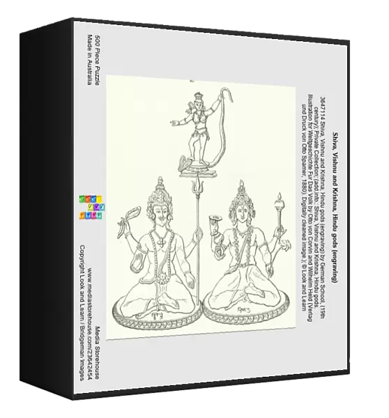 Shiva, Vishnu and Krishna, Hindu gods (engraving)