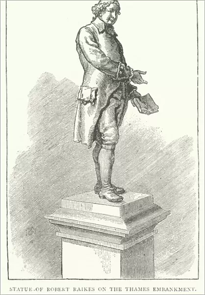 Statue of Robert Raikes on the Thames Embankment (engraving)