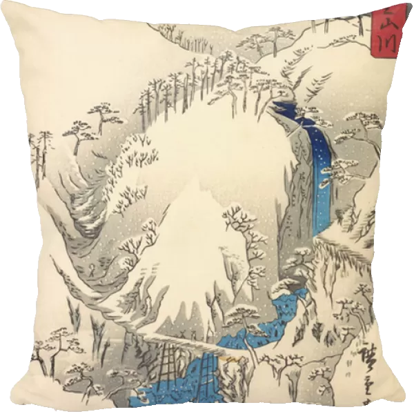 Mountains and Rivers Along the Kiso Road, pub. 1857 (colour woodblock print)