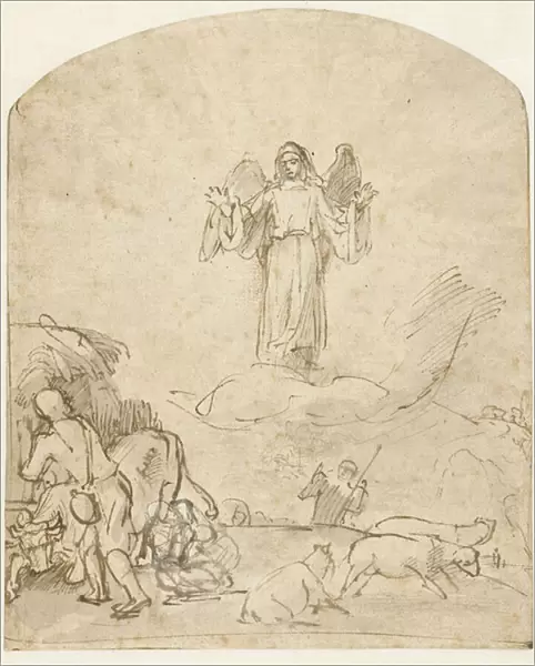 Annunciation to the Shepherds, c. 1650 (pen and ink on paper)