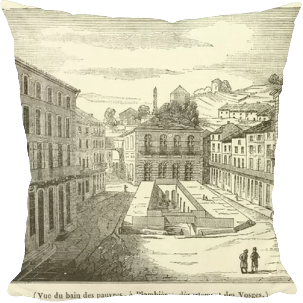 Vue du bain des pauvres, a Plombieres, departement des Vosges (engraving)