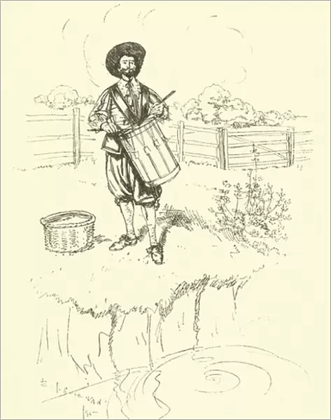 Drumming up carps (engraving)