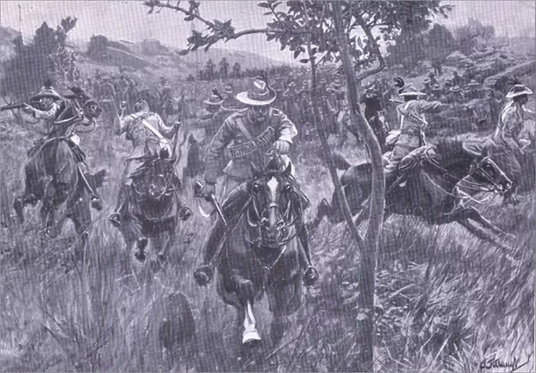 Attack on a patrol, from After Pretoria: The Guerilla War published by Harmsworth Bros