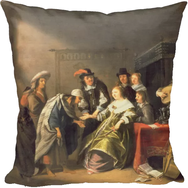 A Bourgeois Interior with a Gypsy Telling a Ladys fortune