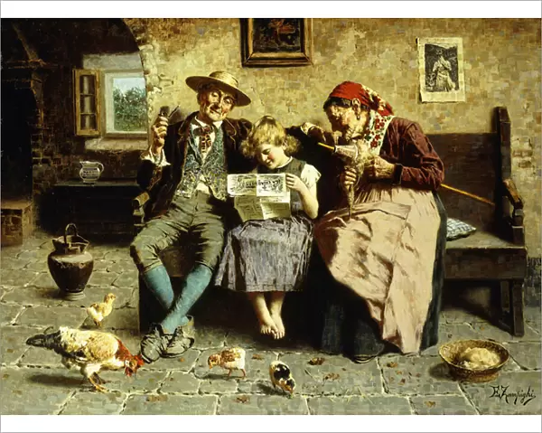 Reading the News, (oil on canvas)