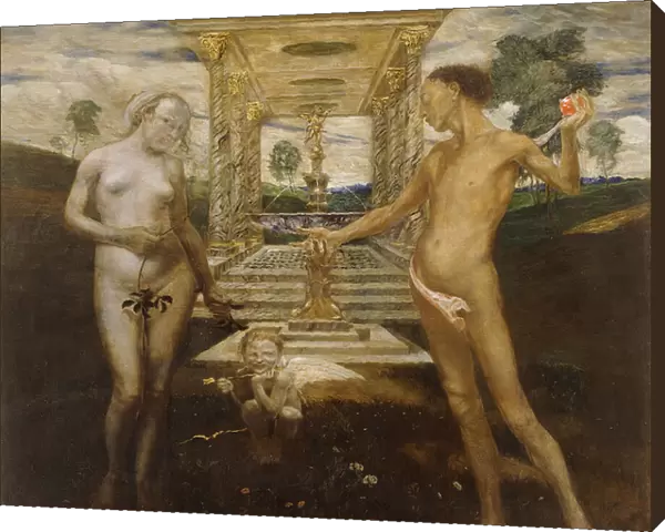 Adam and Eve, 1909-1910 (oil on canvas in a contemporary frame)