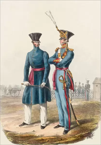 Royal Artillery Officers, 1828 (lithograph)