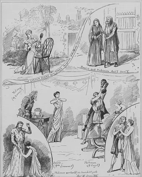 Scenes from a performance of Charles Gounods opera Philemon et Baucis at the Royal Opera House, Covent Garden, London, 1891 (engraving)