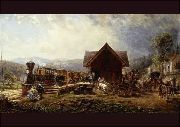 The 9. 45 A. M. Accomodation, Stratford, Connecticut, 1864 (oil on board)