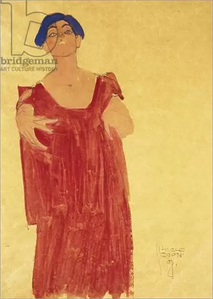 Woman with Blue Hair; Frau mit Blauem Haar, 1918 (gouache