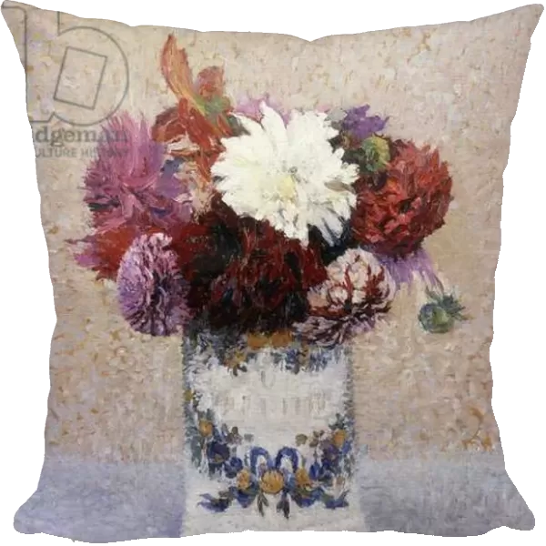 A Bouquet of Dahlias, (oil on panel)