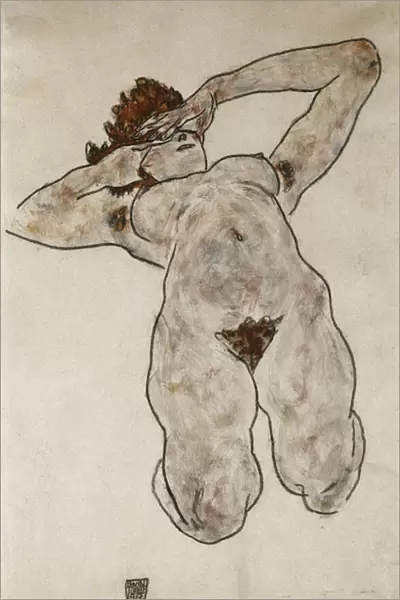 Nude Lying Down; Liegende Nackte, 1917 (gouache and charcoal on paper)