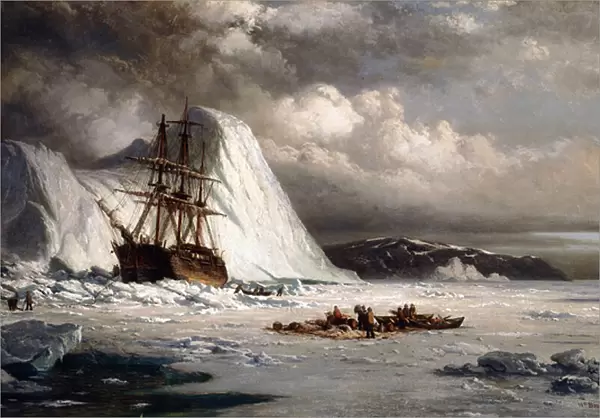 Icebound Ship, (oil on canvas)