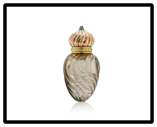 Faberge scent bottle, 1908-17 (gold & smoky quartz)