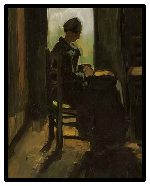 Woman Seated Before an Open Door, Peeling Potatoes, 1885 (oil on canvas)
