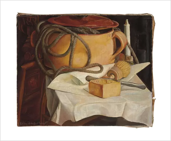 Still Life with Candle, (oil on canvas)