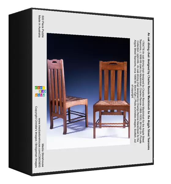 An oak dining chair designed by Charles Rennie Mackintosh for the Argyle Street Tearooms
