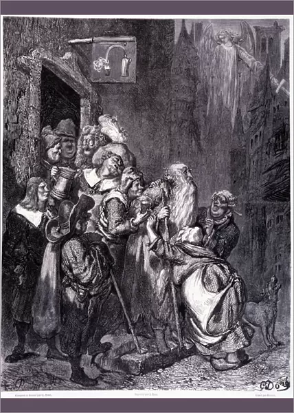 Enter this inn, plate IV - Illustration by Gustave Dore (1832-1883)