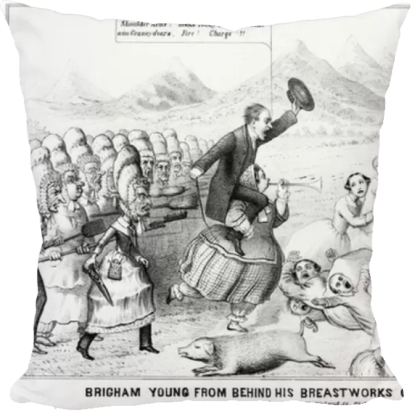 Brigham Young from Behind his Breastworks Charging the United States Troops