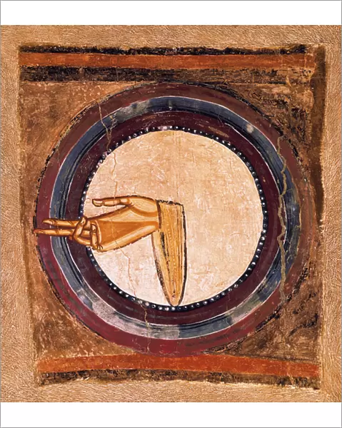 The hand of God, detail of a Fresco by the master of Saint Climent de Taull, 1123